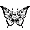 butterfly flowers intertwined tattoo design idea