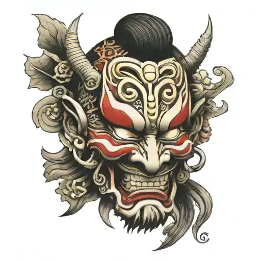samuri mask tattoo design idea