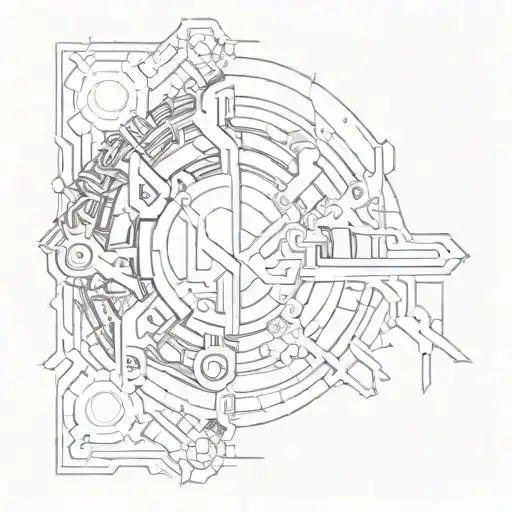 cyber sigilism tattoo design idea