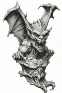 frontal view gargoyle realistic tattoo design idea