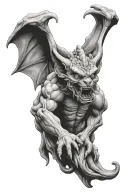 frontal view gargoyle realistic tattoo design idea