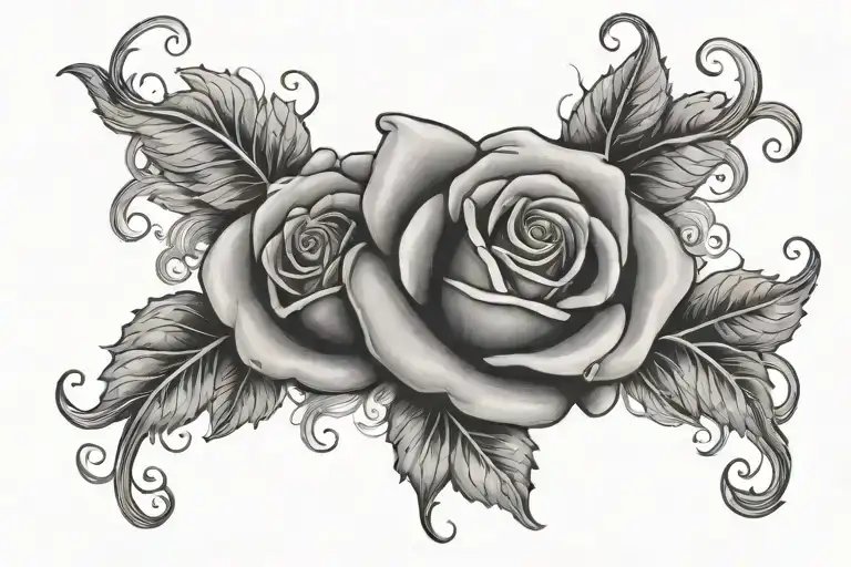 Luz Marielis in cursive with clouds and a rose intertwined tattoo design idea