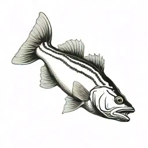 striped bass fish swimming gracefully tattoo design idea