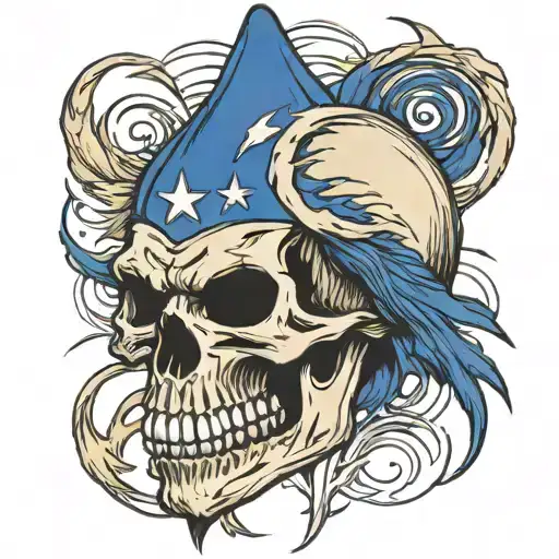 skull Grateful Dead buffalo bills logo with lightening bolt tattoo design idea