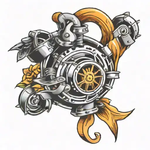 bow and turbo tattoo design idea