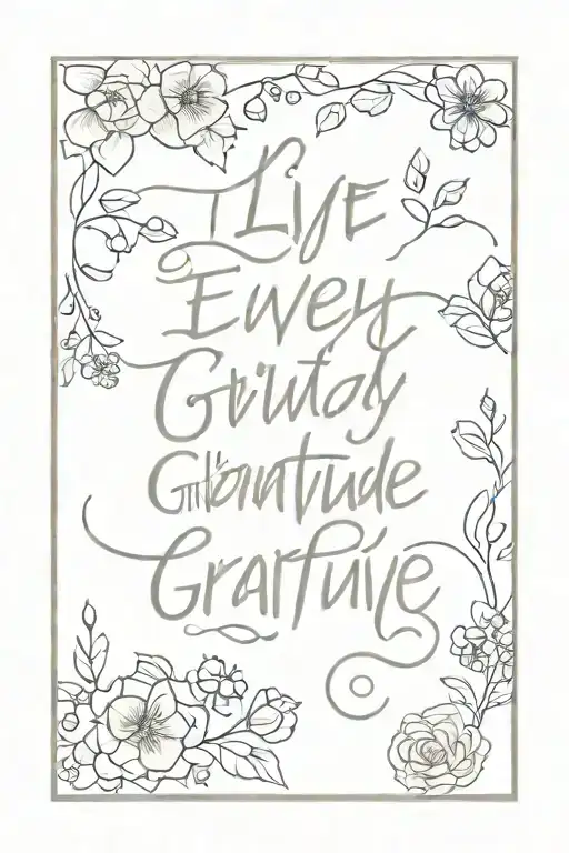 Live every day with gratitude, purpose, and love tattoo design idea