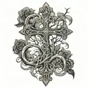 cross with roots reaching deep tattoo design idea