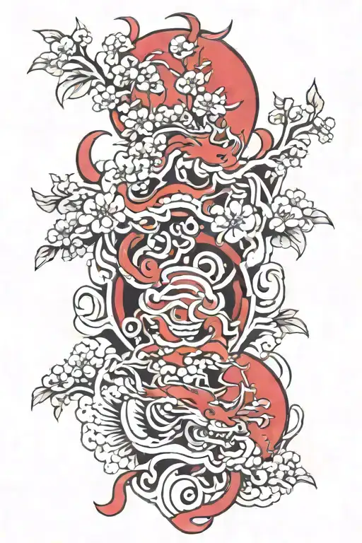 red ink Japanese   tattoo design idea