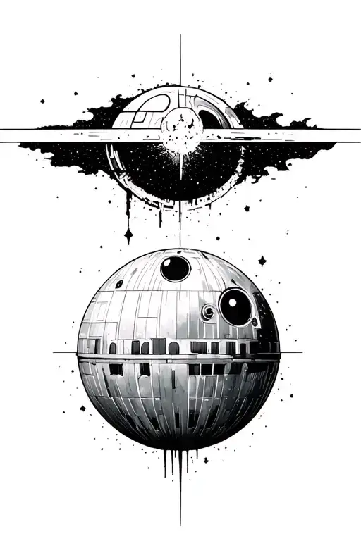in Style from the Cover of Bury Tomorrow Death Star tattoo design idea