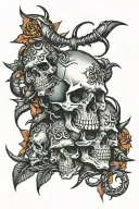skulls and scorpions intertwined within tattoo design idea