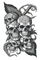 skulls and scorpions intertwined within tattoo design idea