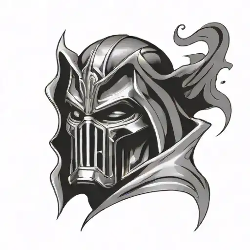 Victor Von Doom mask holding tattoo design idea