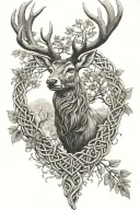 giant irish stag head celtic tree of life intertwined tattoo design idea
