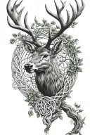 giant irish stag head celtic tree of life intertwined tattoo design idea