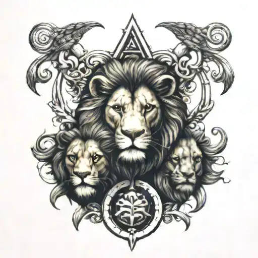 two lion and a Libra sign tattoo tattoo design idea