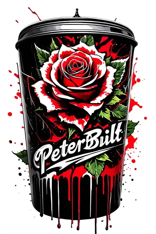 peterbilt logo with rose intertwined tattoo design idea