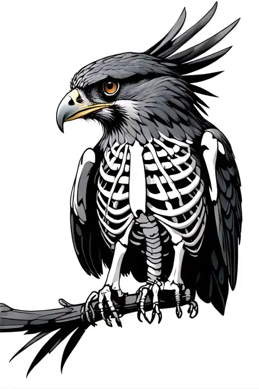 red tailed hawk skeleton tattoo design idea