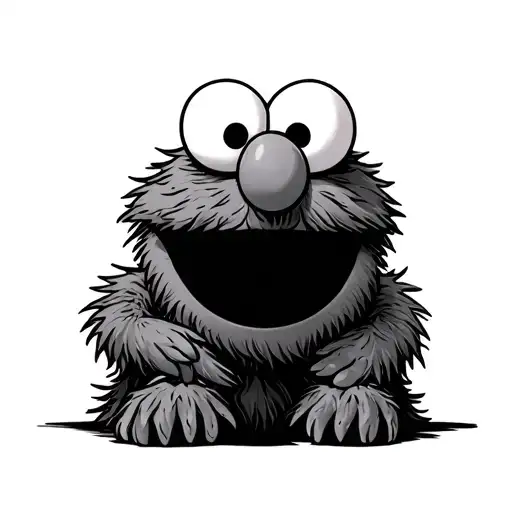 a midget named elmo who laugh tattoo design idea