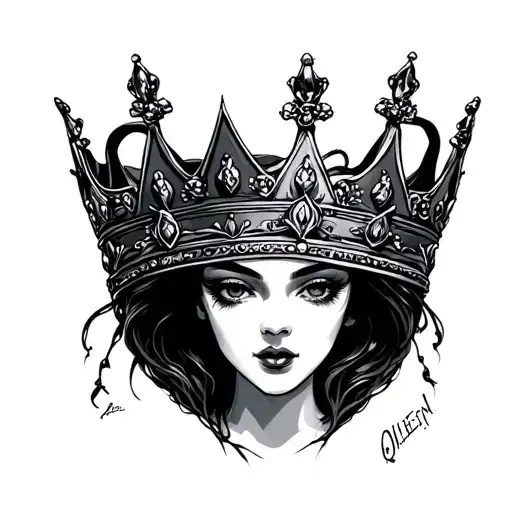 black queen crown tattoo design idea