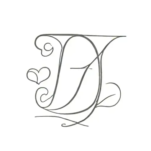 letter J with 2 hearts tattoo design idea