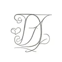letter J with 2 hearts tattoo design idea