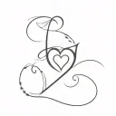 letter J with 2 hearts tattoo design idea