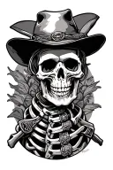 western skeleton tattoo design idea