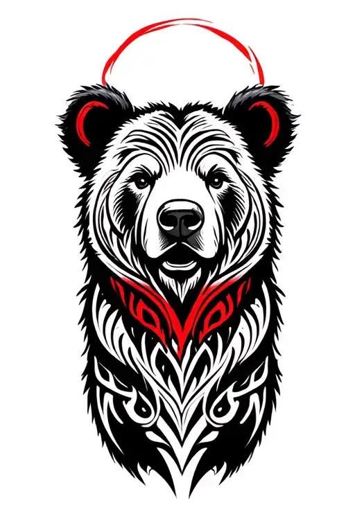 gay bear tribal with black and red tattoo design idea