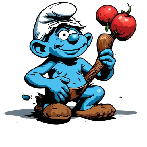 Smurf doing cocke tattoo design idea