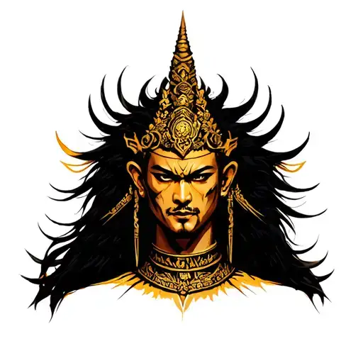 golden Thai warrior tattoo design idea