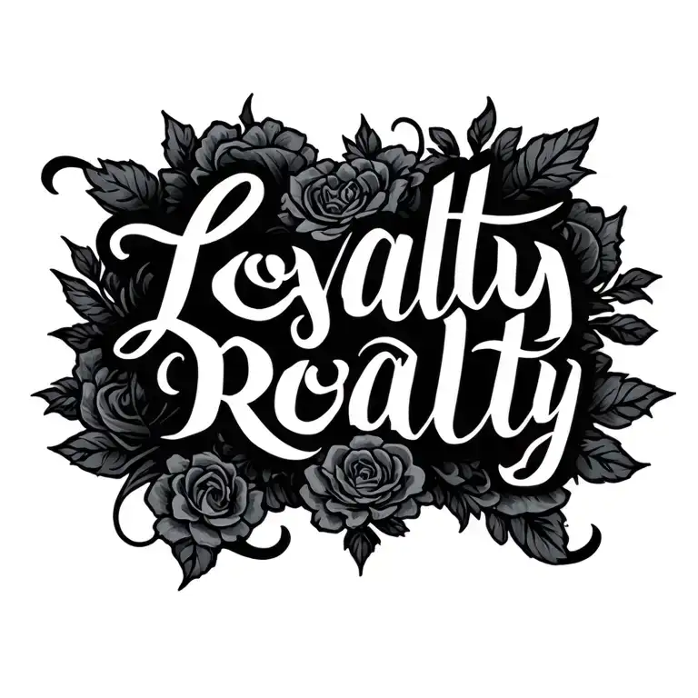 loyalty over royalty fancy calligraphy design tattoo design idea