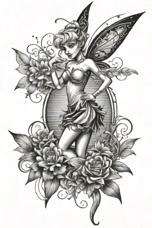 tinkerbell beach theme half sleeve tattoo tattoo design idea