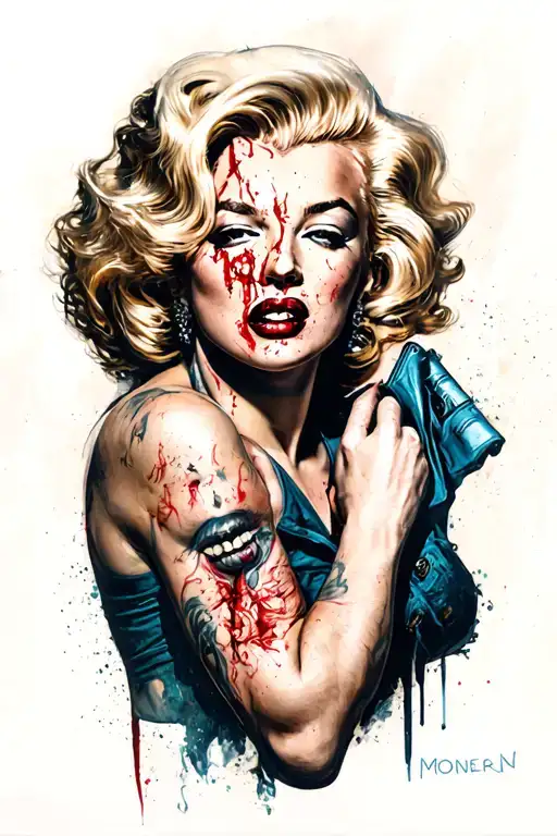 marilyn monroe killing a man tattoo design idea