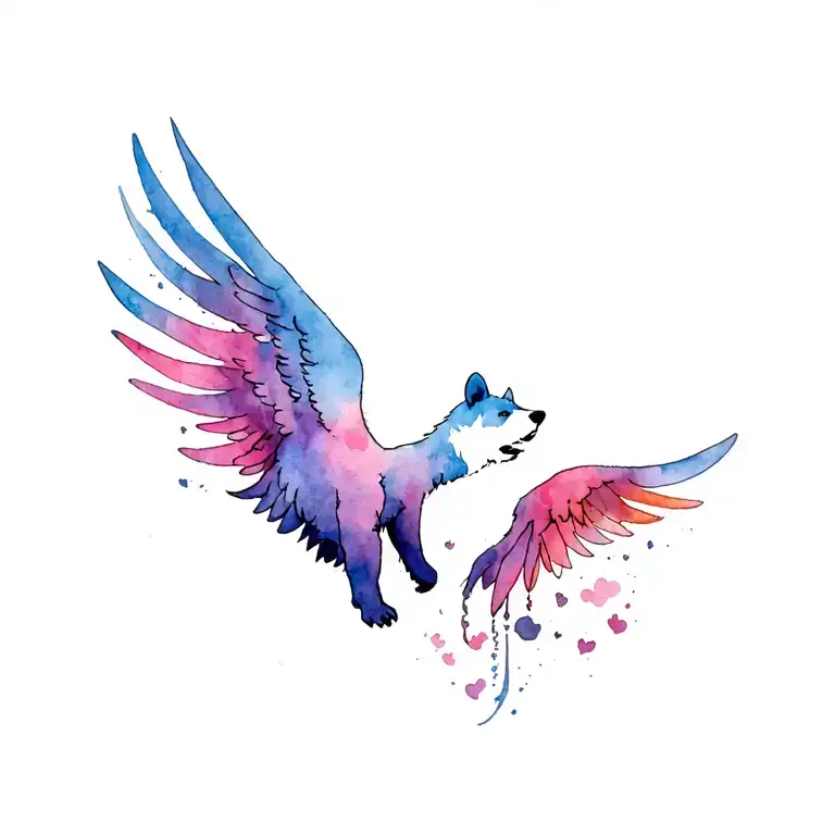 male black bear angel wings spread tattoo design idea