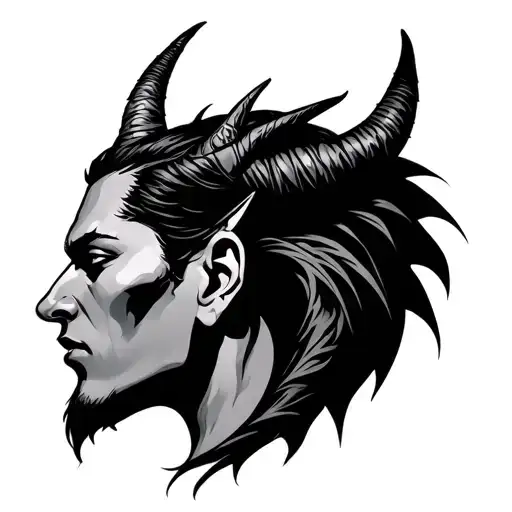 devil behind ear tattoo design idea