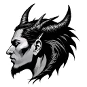 devil behind ear tattoo design idea
