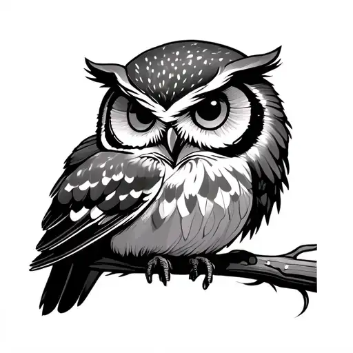 friendly owl balancing life, simple, fine line tattoo tattoo design idea