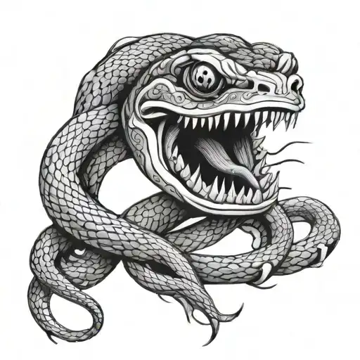 hybrid of snake and eel with lots of eyes tattoo design idea