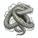 hybrid of snake and eel with lots of eyes tattoo design idea