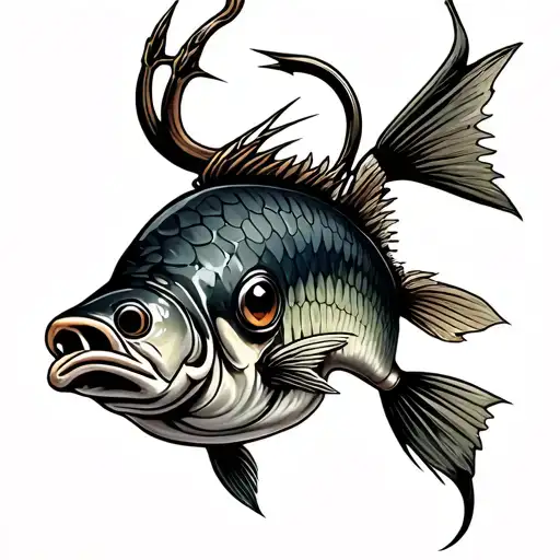 hunting and fishing hook tattoo design idea