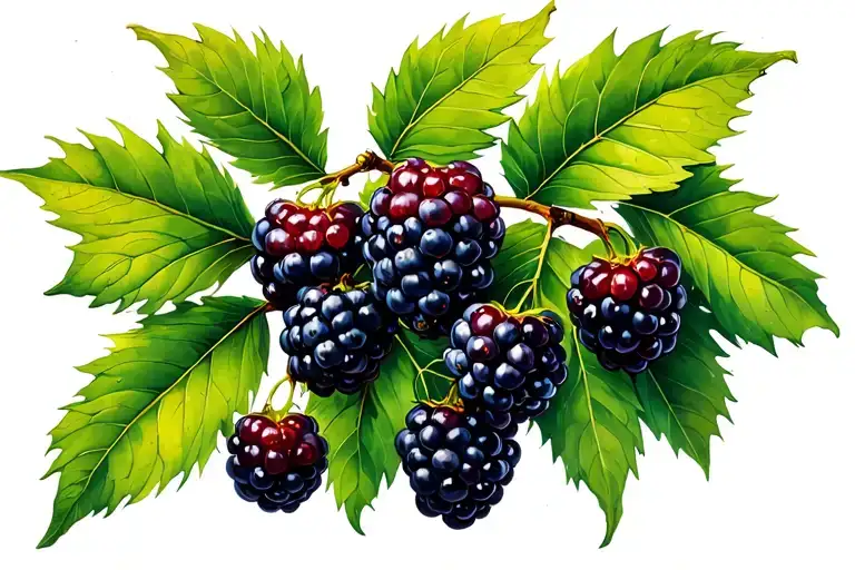 blackberry fruit tree branch growing tattoo design idea