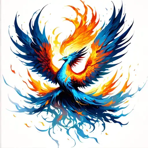 Phoenix rising from ashes flying tattoo design idea