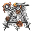 chemical formulas and math equations and welding symbols interwined tattoo design idea