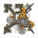 chemical formulas and math equations and welding symbols interwined tattoo design idea