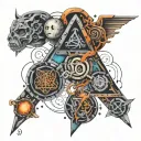 chemical formulas and math equations and welding symbols interwined tattoo design idea