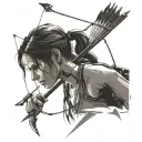 Tomb Raider, Realistic, Rise of The Tomb Raider, Lara Croft, hunt, Bow and arrow, stand up, face tattoo design idea