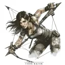 Tomb Raider, Realistic, Rise of The Tomb Raider, Lara Croft, hunt, Bow and arrow, stand up, face tattoo design idea