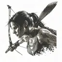 Tomb Raider, Realistic, Rise of The Tomb Raider, Lara Croft, hunt, Bow and arrow, stand up, face tattoo design idea
