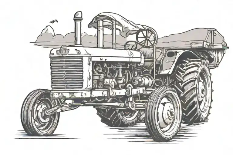tractor plowing tattoo design idea