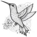 colibri alone melting human tattoo design idea